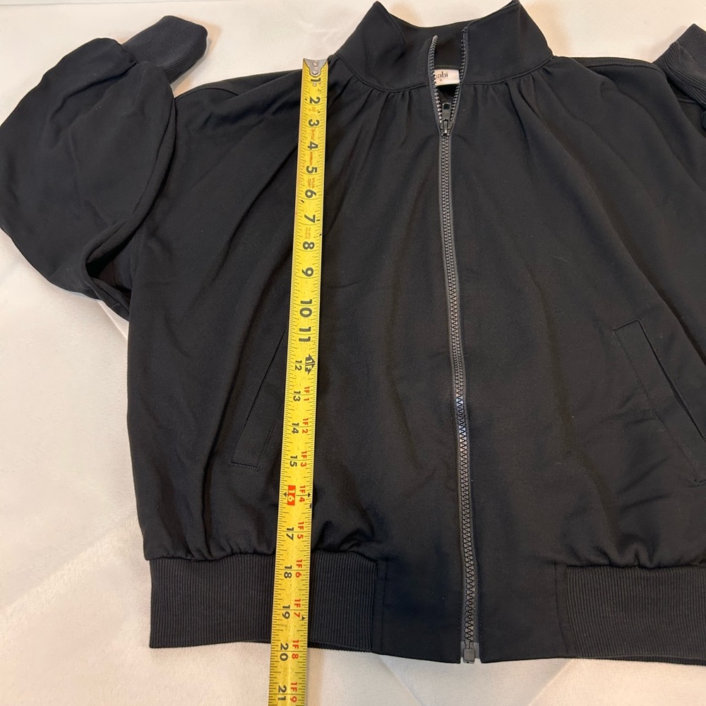 CAbi Black High-Collar Balloon Puff Sleeve Full Zip Jacket Women’s Size Small - Picture 6 of 9